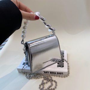 PU Crossbody Small Square Bag with Magnetic Closure and Stitching