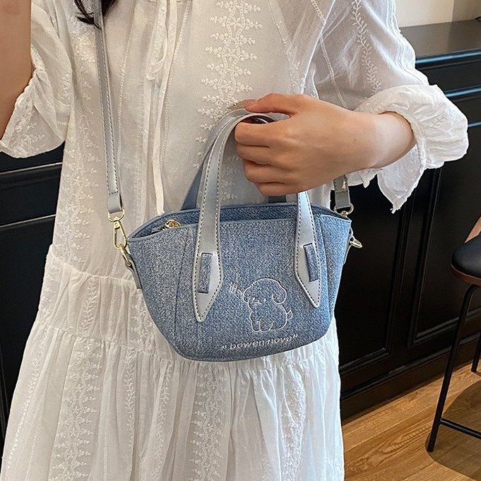 PC Basket Bag Single Shoulder Crossbody with Zipper - Image 3