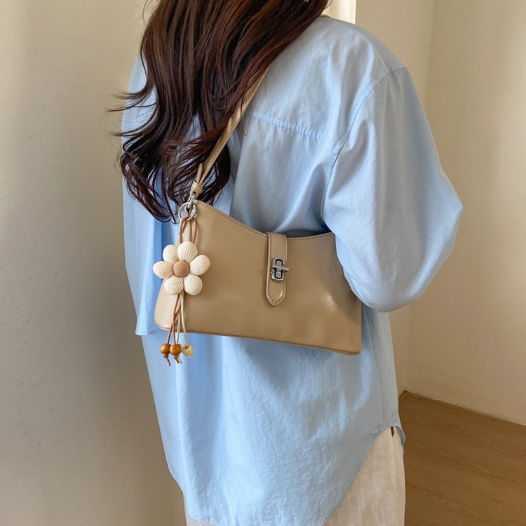 PU Shoulder Crossbody Bag with Zip Lock and Pendant - Image 3