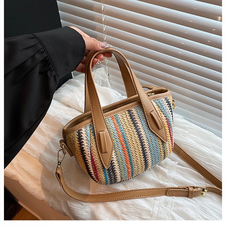 PU Woven Small Square Bag with Zipper Closure - One Size - Image 2