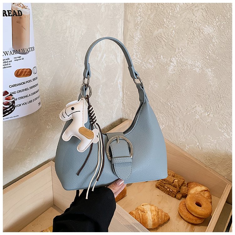 Candy Color PU Triangle Crossbody Bag with Zipper - Image 2