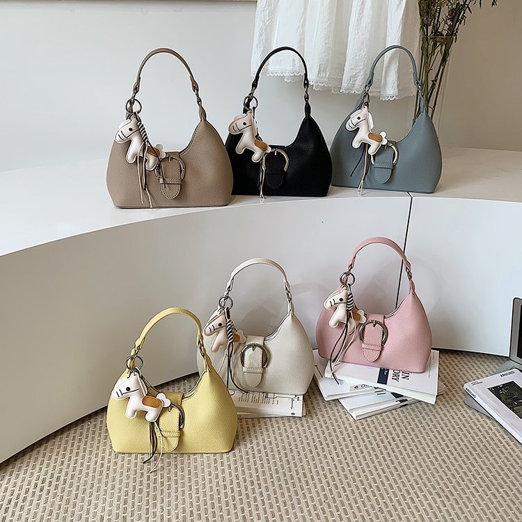 Candy Color PU Triangle Crossbody Bag with Zipper - Image 4
